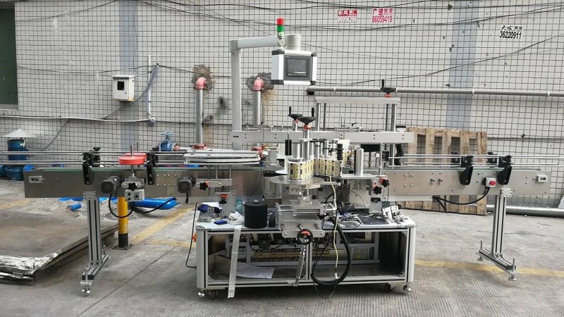 Proveedor de máquina adhesiva automática de botellas cadradas de China de dobre lado